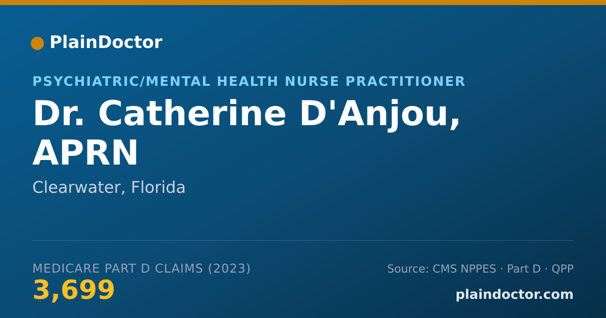 Shareable card for Catherine D'Anjou, APRN - Psychiatric/Mental Health Nurse Practitioner, Clearwater, FL