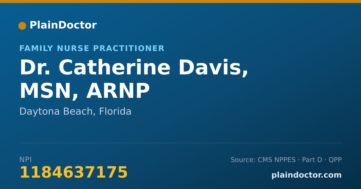 Shareable card for Catherine Davis, MSN, ARNP - Family Nurse Practitioner, Daytona Beach, FL