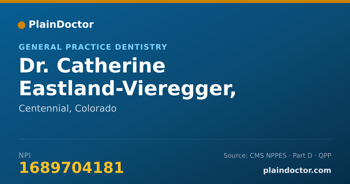 Shareable card for Catherine Eastland-Vieregger, DDS - General Practice Dentistry, Centennial, CO