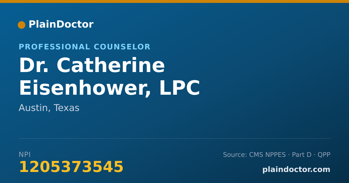 Shareable card for Catherine Eisenhower, LPC - Professional Counselor, Austin, TX