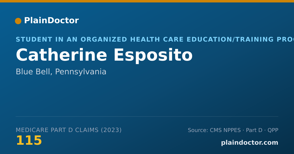 Shareable card for Catherine Esposito - Student in an Organized Health Care Education/Training Program, Blue Bell, PA