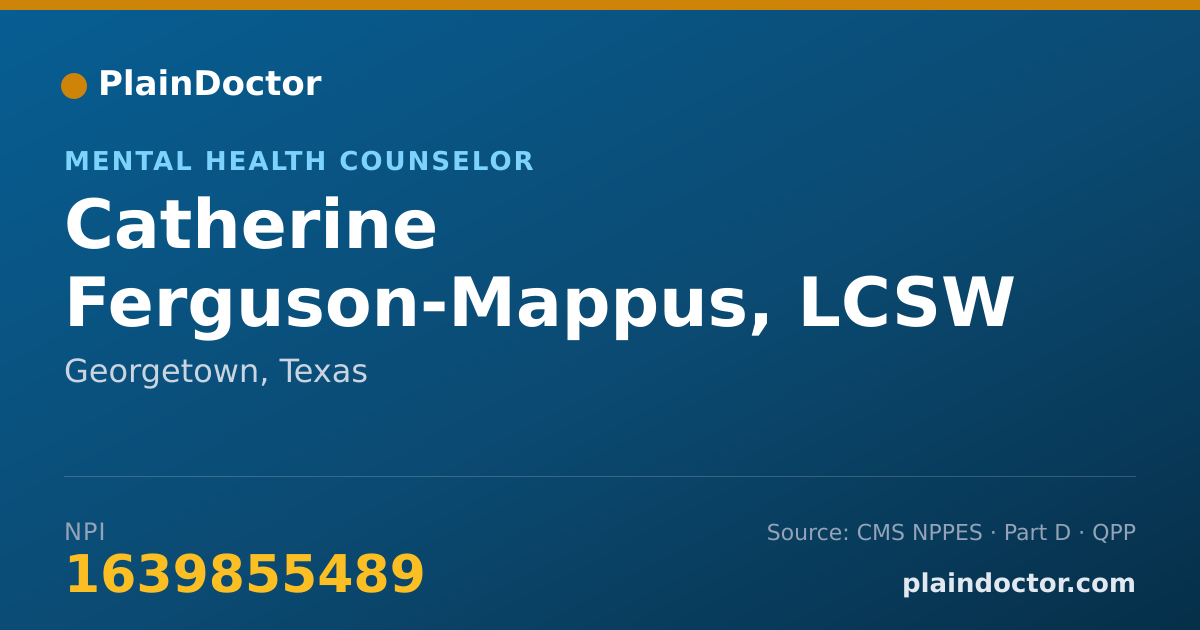 Shareable card for Catherine Ferguson-Mappus, LCSW - Mental Health Counselor, Georgetown, TX