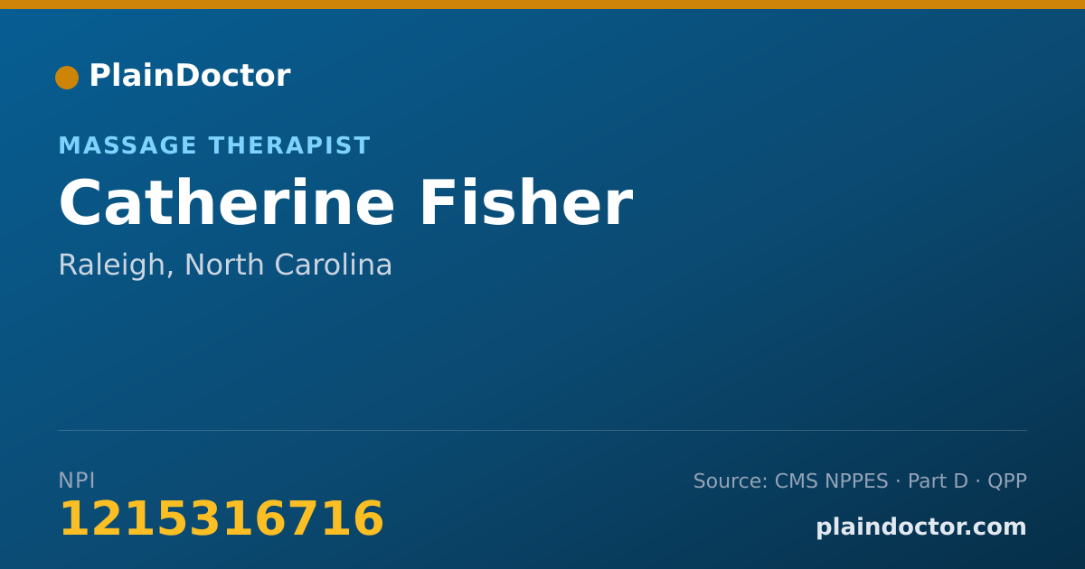 Shareable card for Catherine Fisher - Massage Therapist, Raleigh, NC