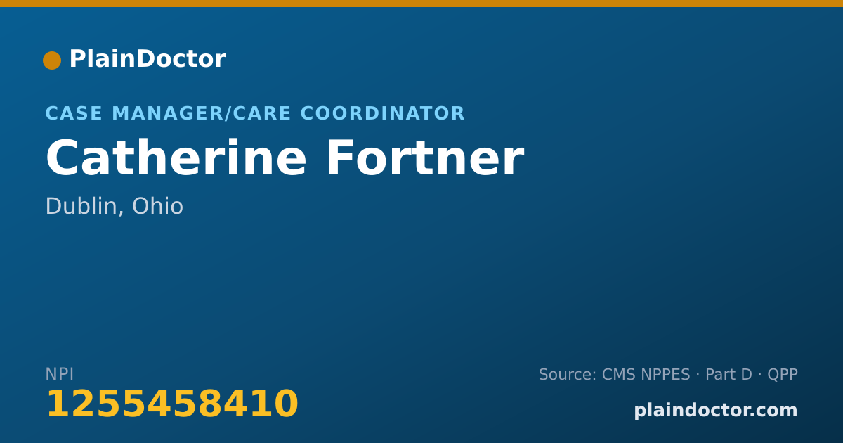 Shareable card for Catherine Fortner - Case Manager/Care Coordinator, Dublin, OH