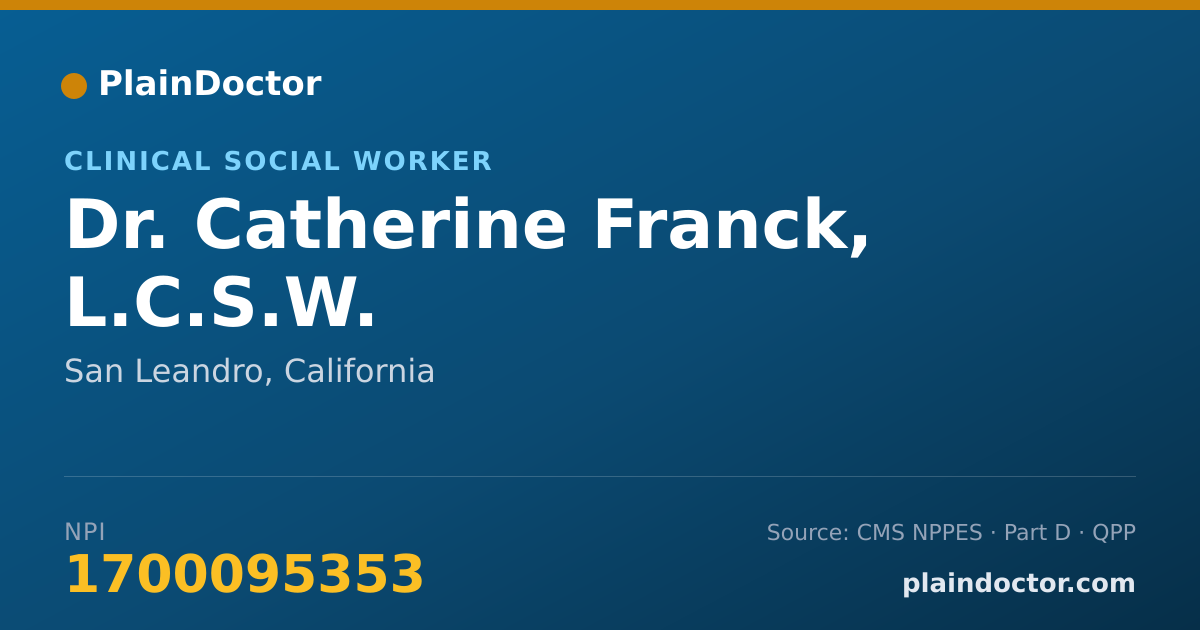 Shareable card for Catherine Franck, L.C.S.W. - Clinical Social Worker, San Leandro, CA