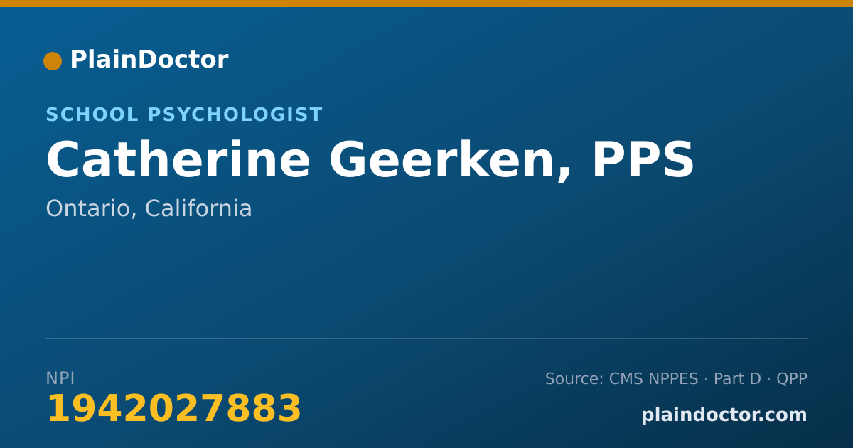 Shareable card for Catherine Geerken, PPS - School Psychologist, Ontario, CA