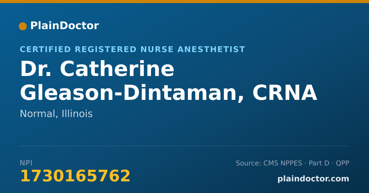 Shareable card for Catherine Gleason-Dintaman, CRNA - Certified Registered Nurse Anesthetist, Normal, IL