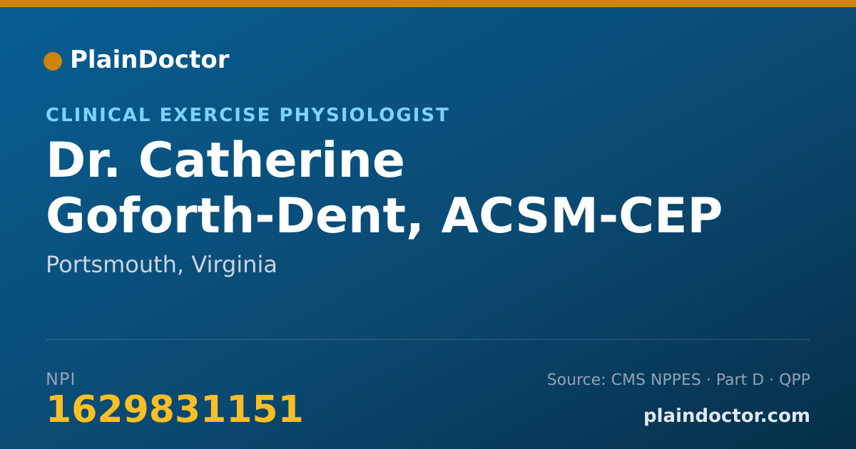 Shareable card for Catherine Goforth-Dent, ACSM-CEP - Clinical Exercise Physiologist, Portsmouth, VA