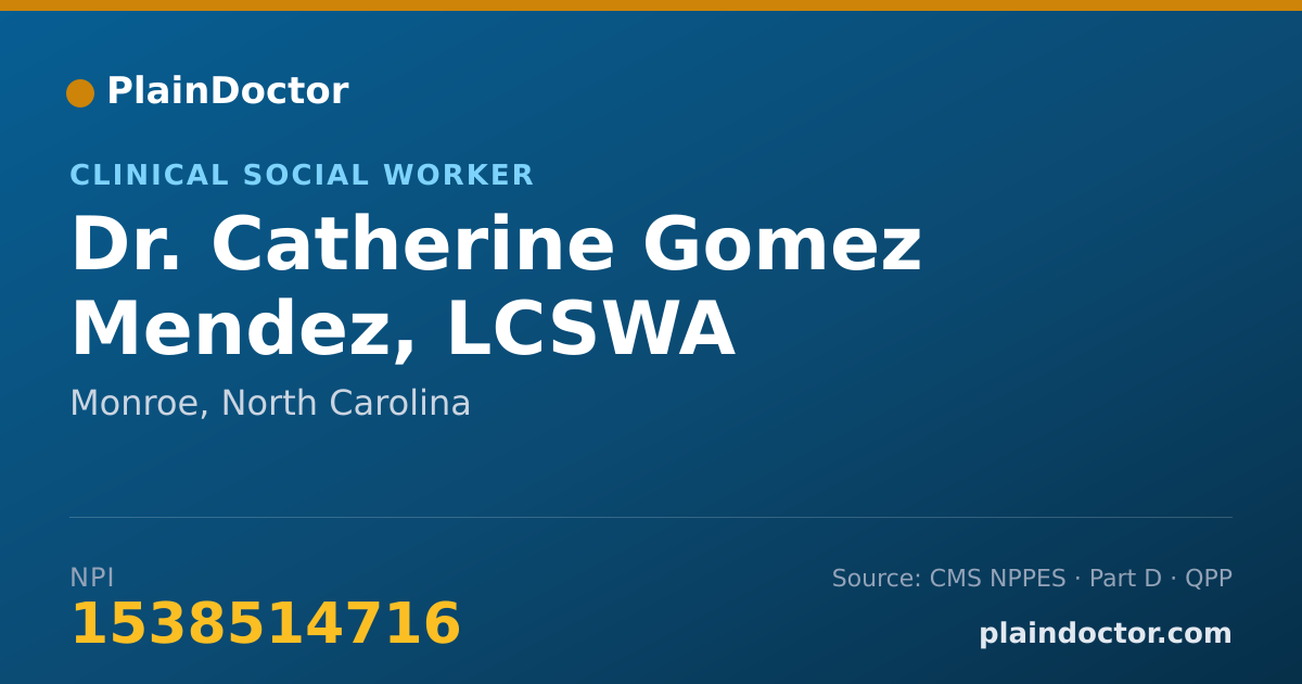 Shareable card for Catherine Gomez Mendez, LCSWA - Clinical Social Worker, Monroe, NC