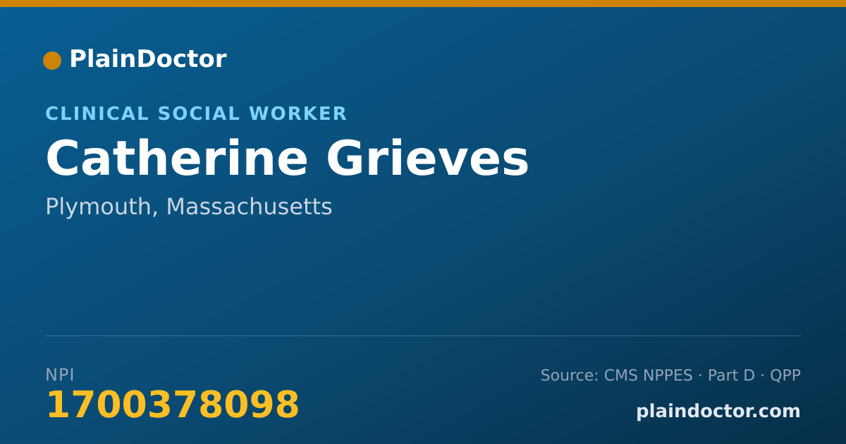 Shareable card for Catherine Grieves - Clinical Social Worker, Plymouth, MA