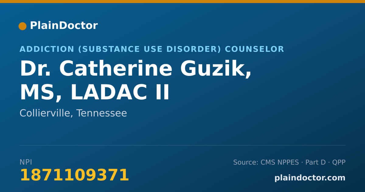 Shareable card for Catherine Guzik, MS, LADAC II - Addiction (Substance Use Disorder) Counselor, Collierville, TN