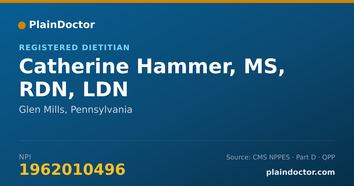 Shareable card for Catherine Hammer, MS, RDN, LDN - Registered Dietitian, Glen Mills, PA
