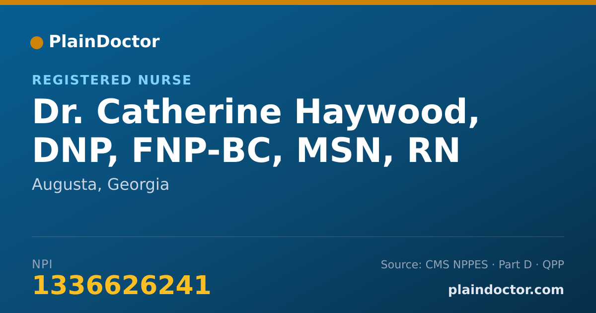 Shareable card for Catherine Haywood, DNP, FNP-BC, MSN, RN - Registered Nurse, Augusta, GA