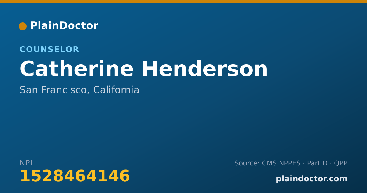 Shareable card for Catherine Henderson - Counselor, San Francisco, CA