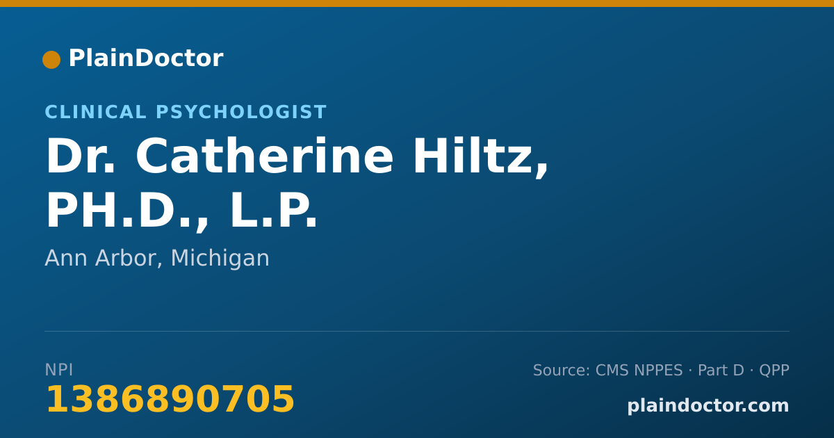 Shareable card for Catherine Hiltz, PH.D., L.P. - Clinical Psychologist, Ann Arbor, MI
