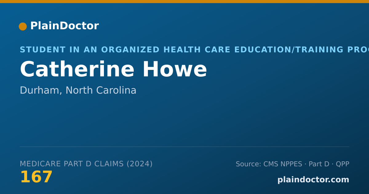Shareable card for Catherine Howe - Student in an Organized Health Care Education/Training Program, Durham, NC