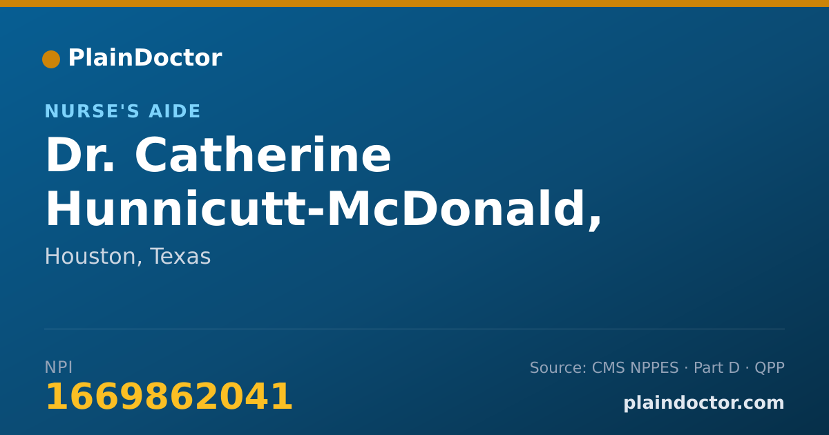 Shareable card for Catherine Hunnicutt-McDonald, CNA - Nurse's Aide, Houston, TX