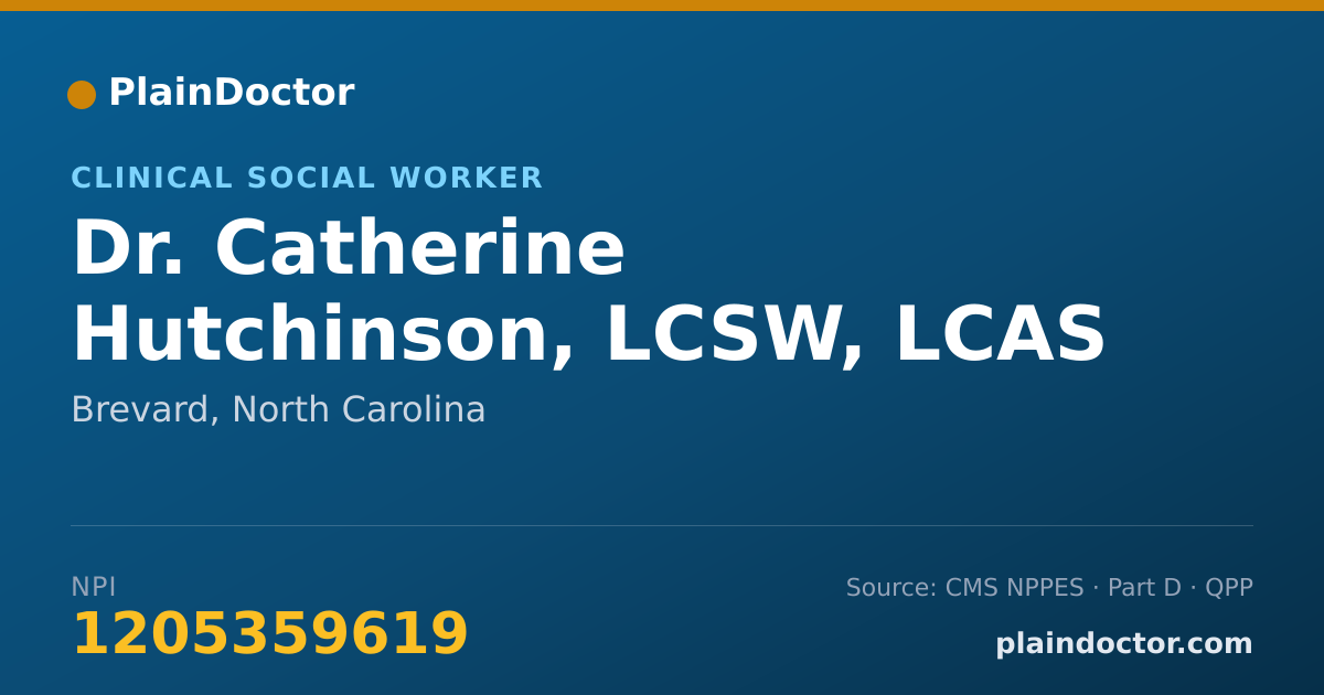 Shareable card for Catherine Hutchinson, LCSW, LCAS - Clinical Social Worker, Brevard, NC