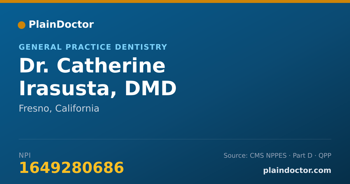 Shareable card for Catherine Irasusta, DMD - General Practice Dentistry, Fresno, CA
