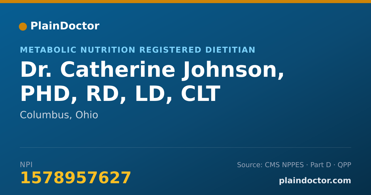 Shareable card for Catherine Johnson, PHD, RD, LD, CLT - Metabolic Nutrition Registered Dietitian, Columbus, OH