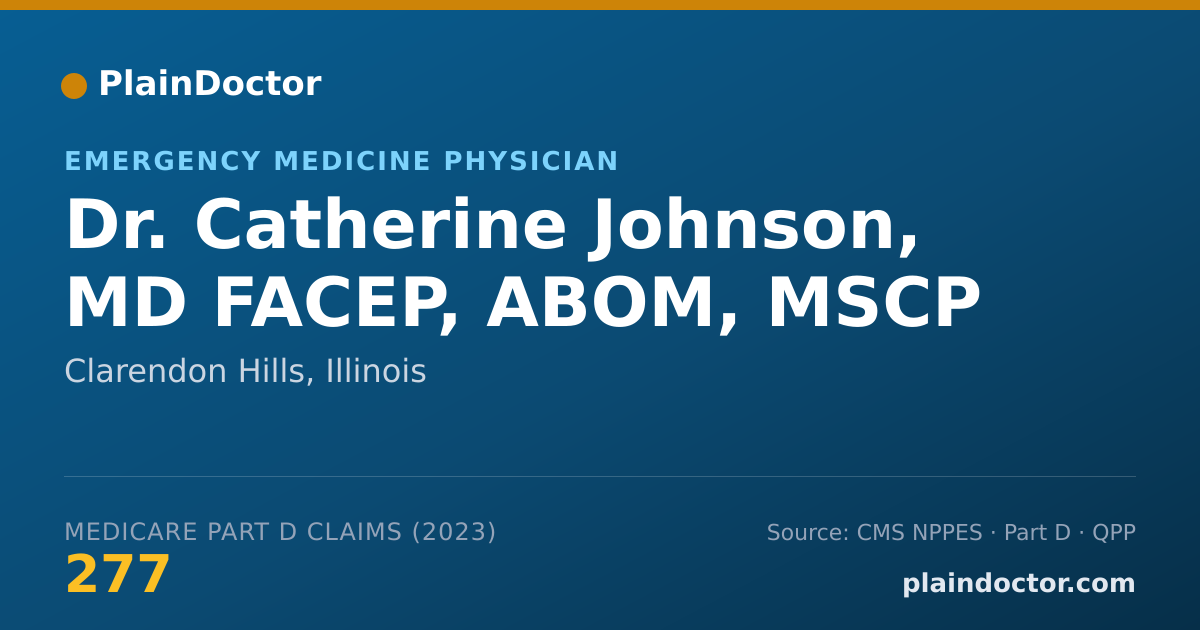 Shareable card for Catherine Johnson, MD FACEP, ABOM, MSCP - Emergency Medicine Physician, Clarendon Hills, IL