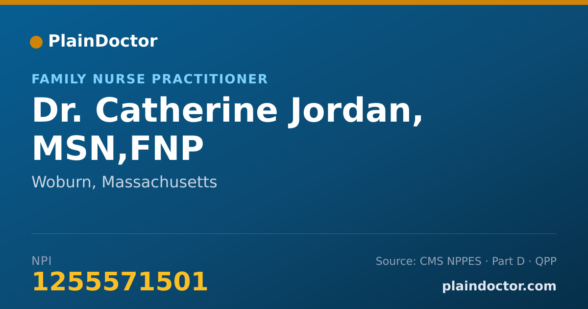 Shareable card for Catherine Jordan, MSN,FNP - Family Nurse Practitioner, Woburn, MA