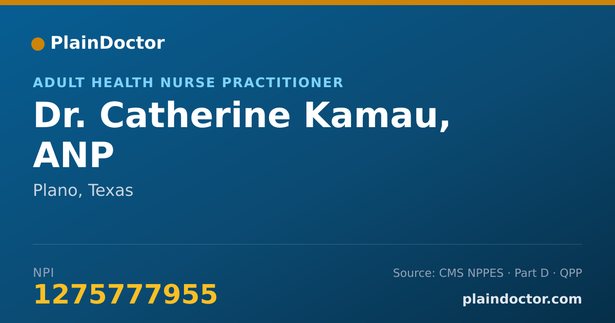 Shareable card for Catherine Kamau, ANP - Adult Health Nurse Practitioner, Plano, TX