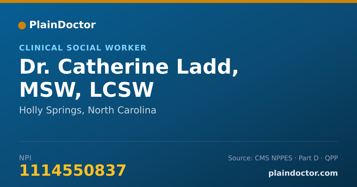Shareable card for Catherine Ladd, MSW, LCSW - Clinical Social Worker, Holly Springs, NC
