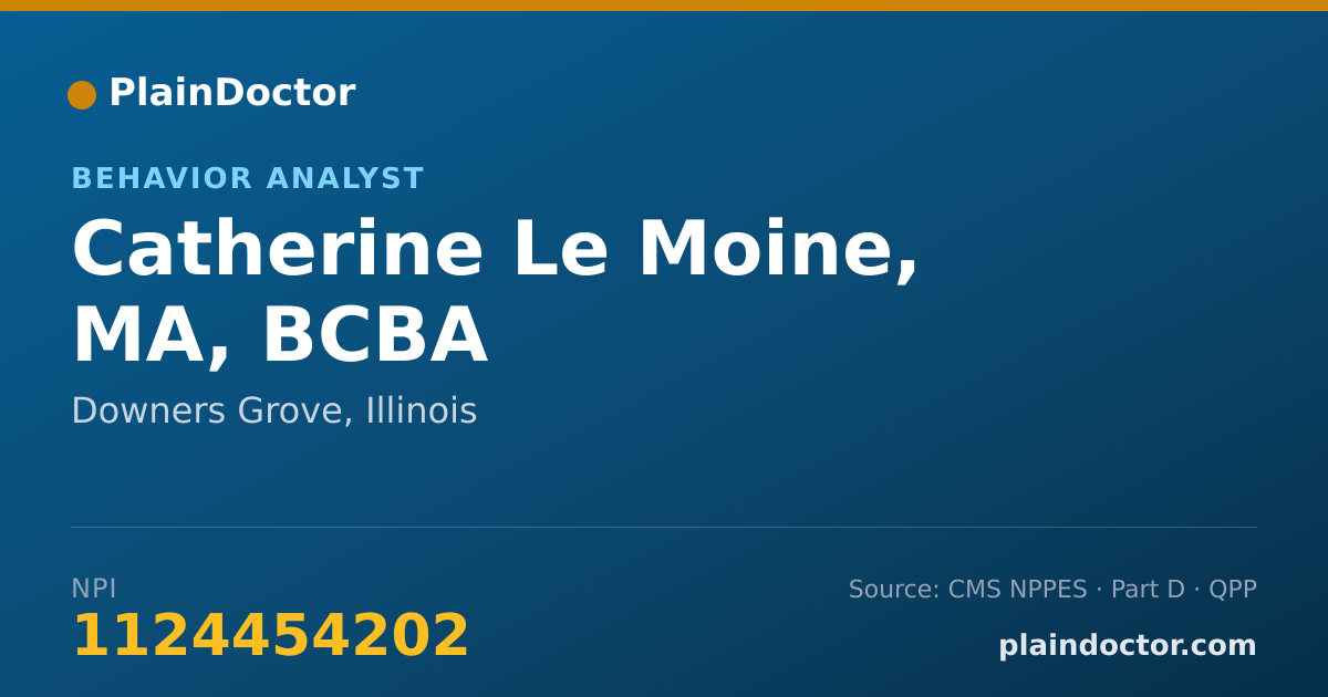 Shareable card for Catherine Le Moine, MA, BCBA - Behavior Analyst, Downers Grove, IL