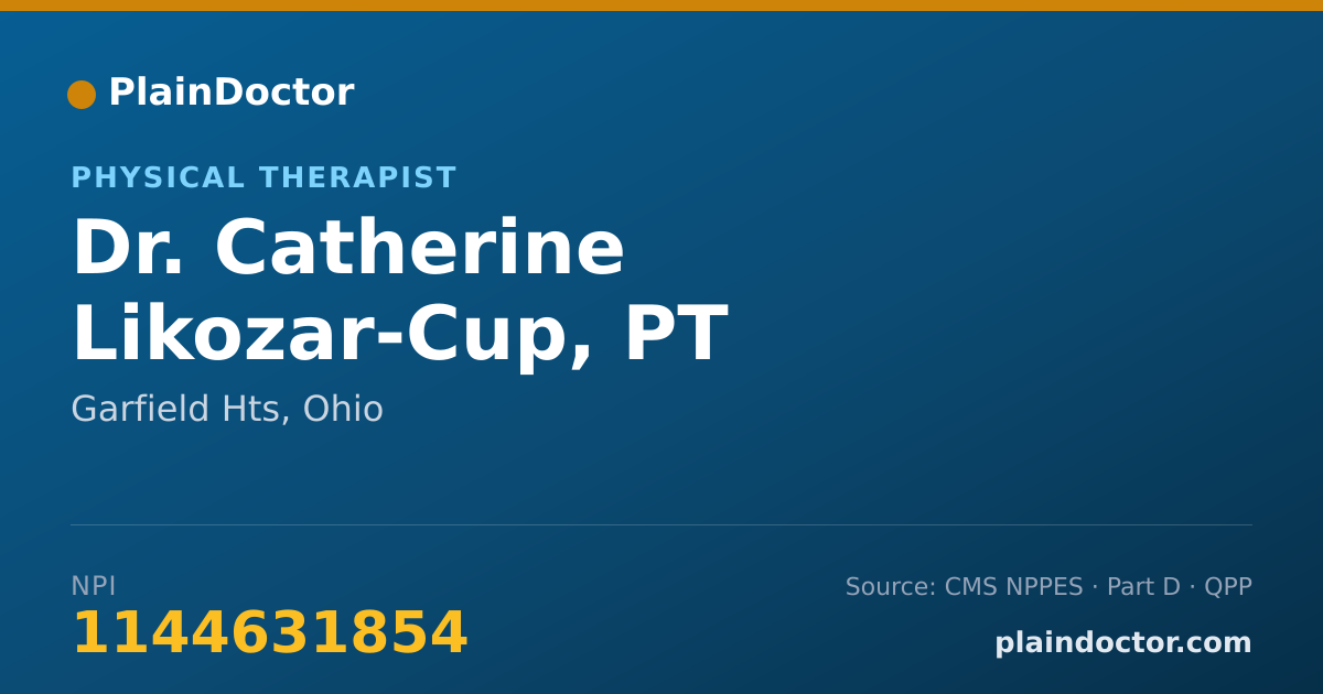 Shareable card for Catherine Likozar-Cup, PT - Physical Therapist, Garfield Hts, OH