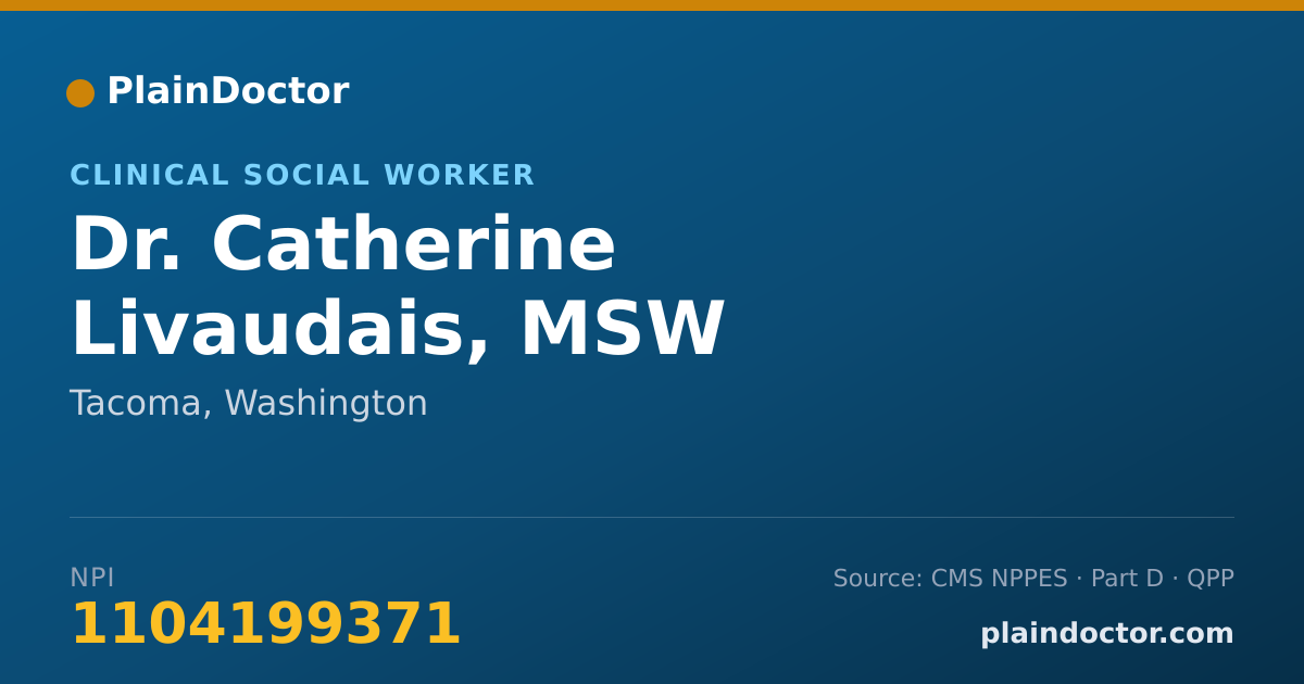 Shareable card for Catherine Livaudais, MSW - Clinical Social Worker, Tacoma, WA