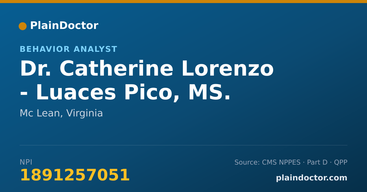 Shareable card for Catherine Lorenzo - Luaces Pico, MS. BCBA LBA - Behavior Analyst, Mc Lean, VA