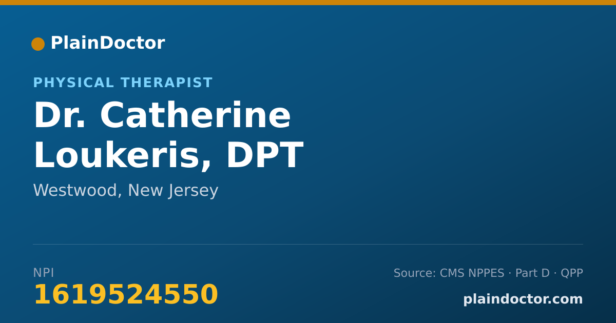Shareable card for Catherine Loukeris, DPT - Physical Therapist, Westwood, NJ