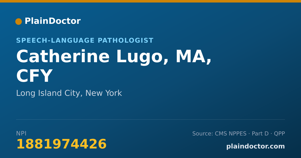 Shareable card for Catherine Lugo, MA, CFY - Speech-Language Pathologist, Long Island City, NY