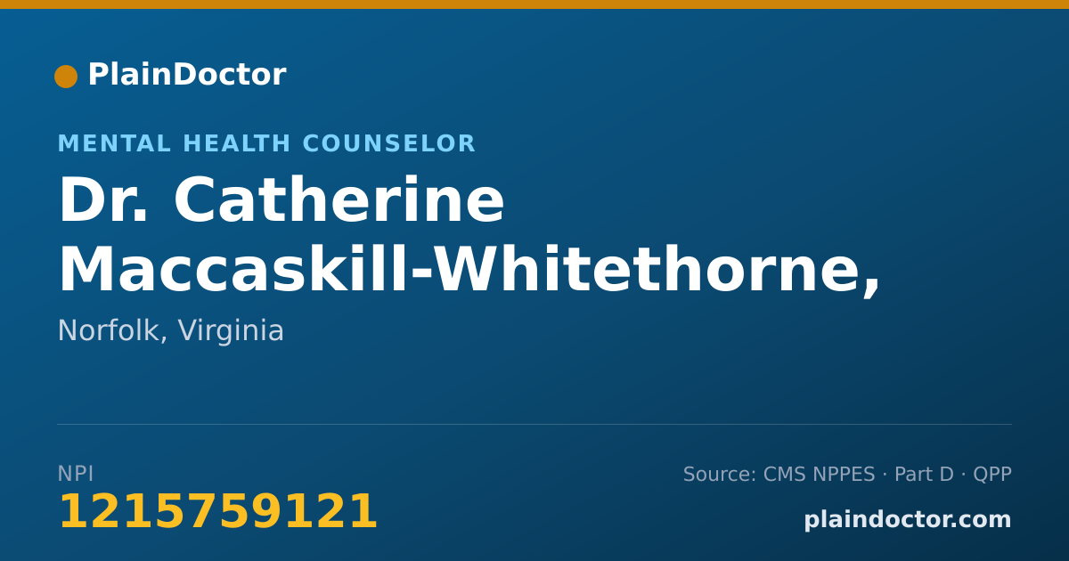 Shareable card for Catherine Maccaskill-Whitethorne, MSED - Mental Health Counselor, Norfolk, VA