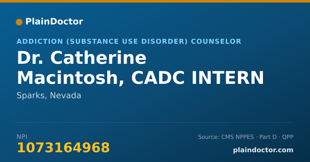 Shareable card for Catherine Macintosh, CADC INTERN - Addiction (Substance Use Disorder) Counselor, Sparks, NV
