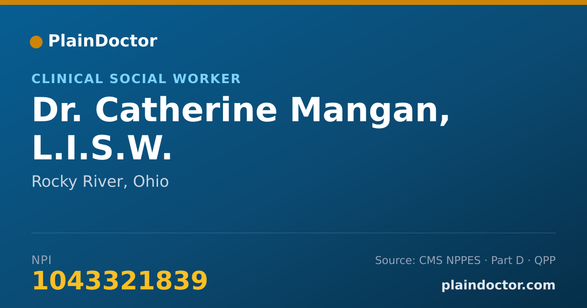 Shareable card for Catherine Mangan, L.I.S.W. - Clinical Social Worker, Rocky River, OH