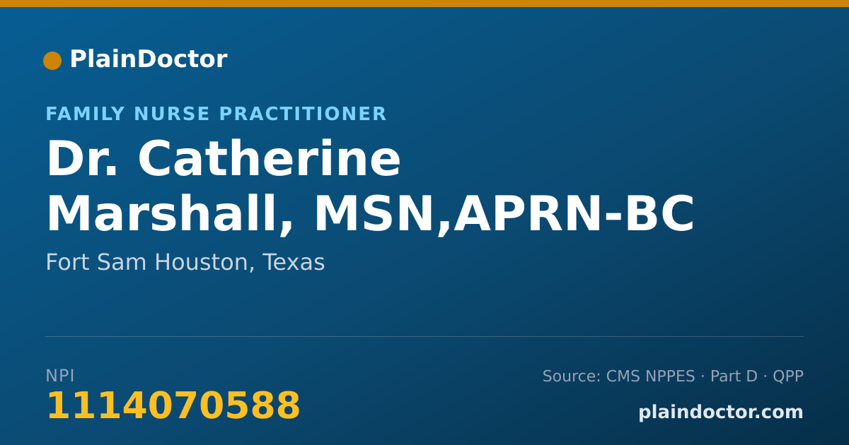 Shareable card for Catherine Marshall, MSN,APRN-BC - Family Nurse Practitioner, Fort Sam Houston, TX