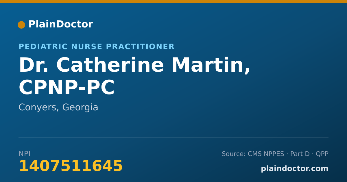 Shareable card for Catherine Martin, CPNP-PC - Pediatric Nurse Practitioner, Conyers, GA