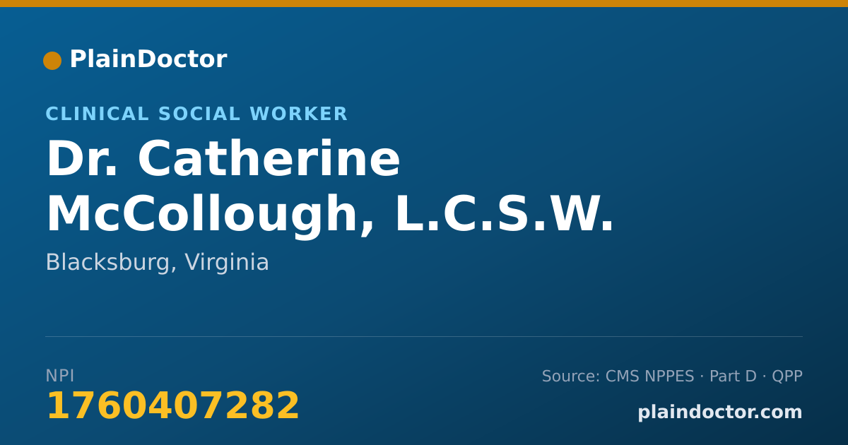 Shareable card for Catherine McCollough, L.C.S.W. - Clinical Social Worker, Blacksburg, VA