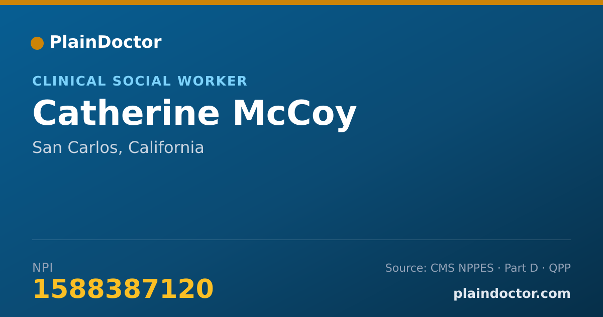 Shareable card for Catherine McCoy - Clinical Social Worker, San Carlos, CA