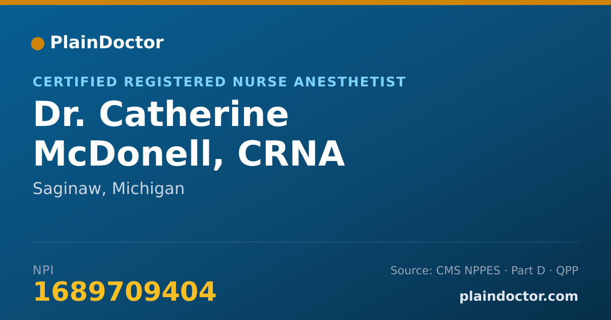Shareable card for Catherine McDonell, CRNA - Certified Registered Nurse Anesthetist, Saginaw, MI