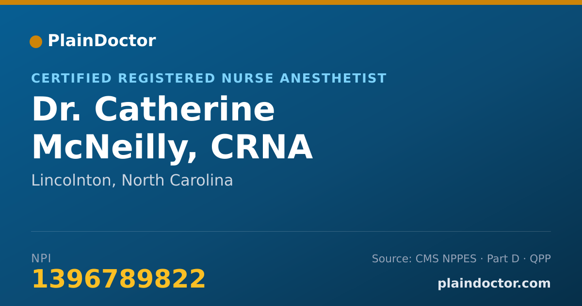 Shareable card for Catherine McNeilly, CRNA - Certified Registered Nurse Anesthetist, Lincolnton, NC