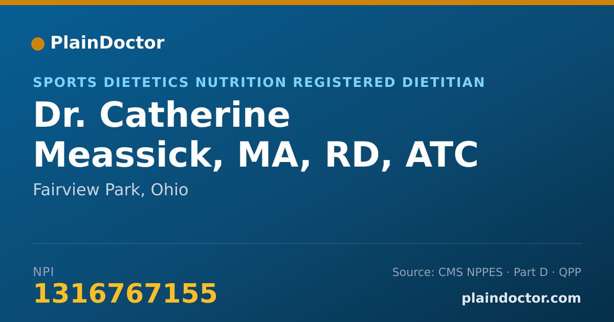 Shareable card for Catherine Meassick, MA, RD, ATC - Sports Dietetics Nutrition Registered Dietitian, Fairview Park, OH