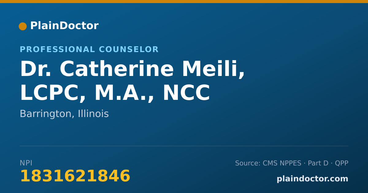 Shareable card for Catherine Meili, LCPC, M.A., NCC - Professional Counselor, Barrington, IL