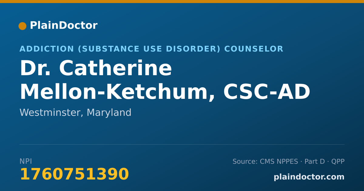 Shareable card for Catherine Mellon-Ketchum, CSC-AD - Addiction (Substance Use Disorder) Counselor, Westminster, MD