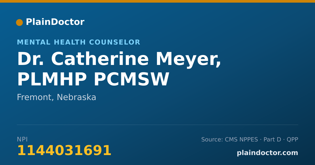 Shareable card for Catherine Meyer, PLMHP PCMSW - Mental Health Counselor, Fremont, NE