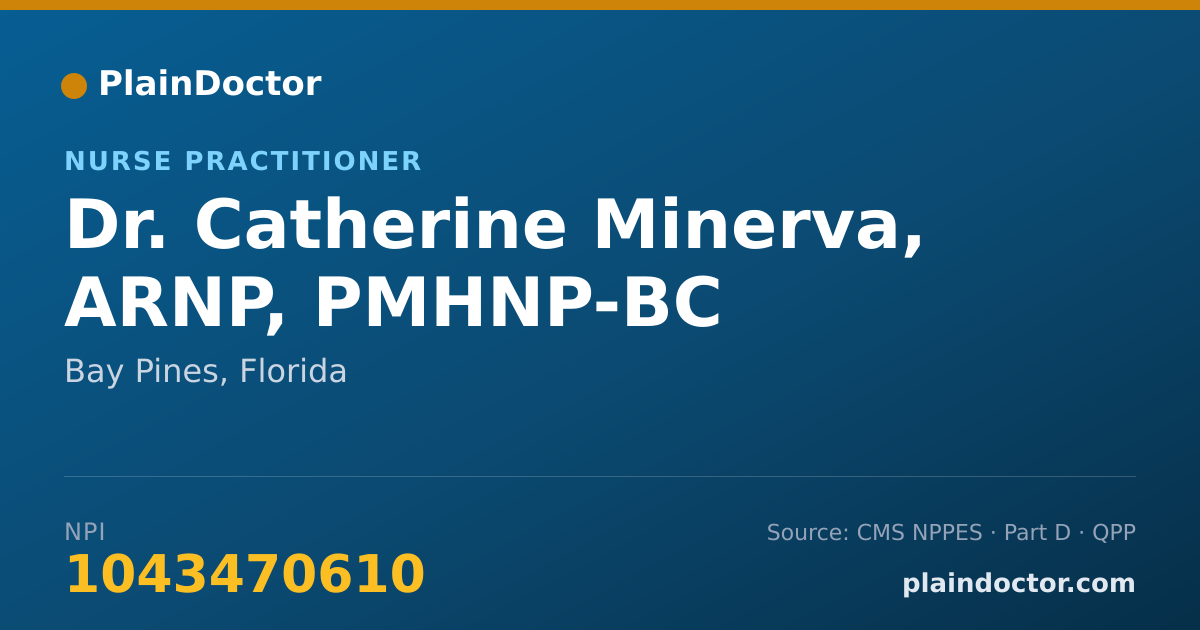 Shareable card for Catherine Minerva, ARNP, PMHNP-BC - Nurse Practitioner, Bay Pines, FL