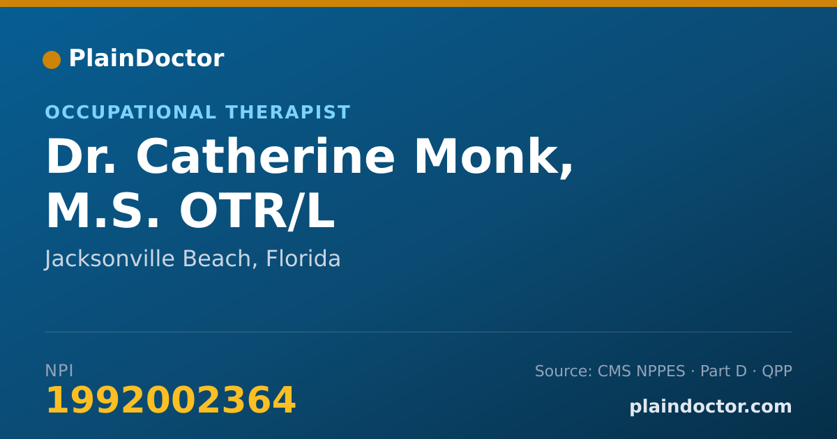 Shareable card for Catherine Monk, M.S. OTR/L - Occupational Therapist, Jacksonville Beach, FL