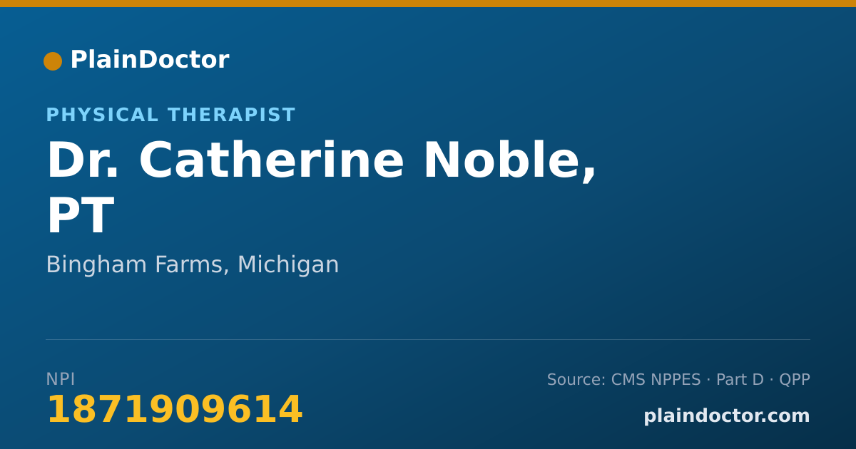 Shareable card for Catherine Noble, PT - Physical Therapist, Bingham Farms, MI